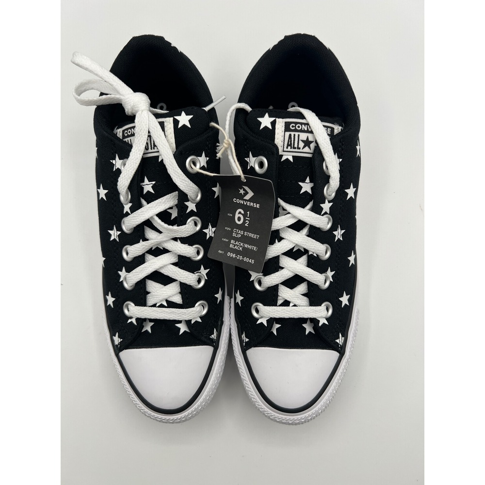 Converse Chuck Taylor All Star Street Slip Black White Star Print A17173F 8.5W
